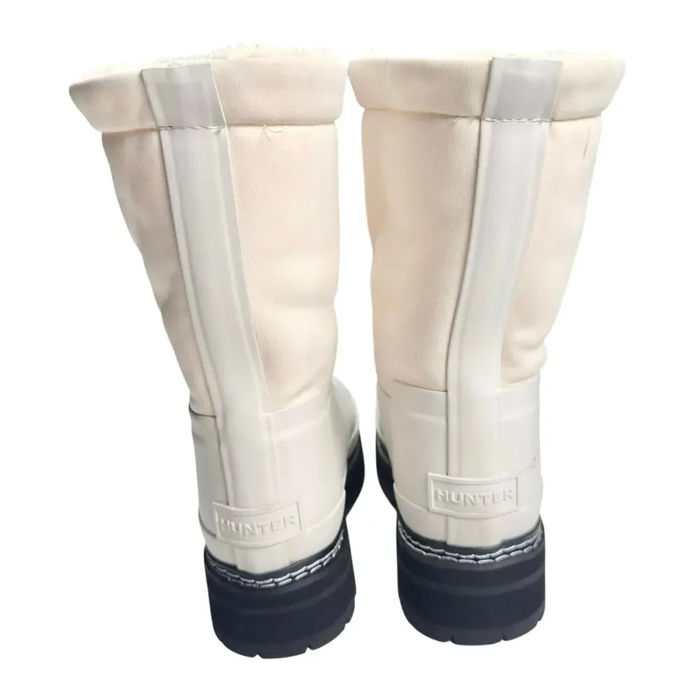 Hunter | Women | White Refined Stitch Sherpa Insulated Wellington Boots | US 5